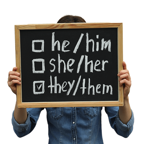 Pronouns on whiteboard