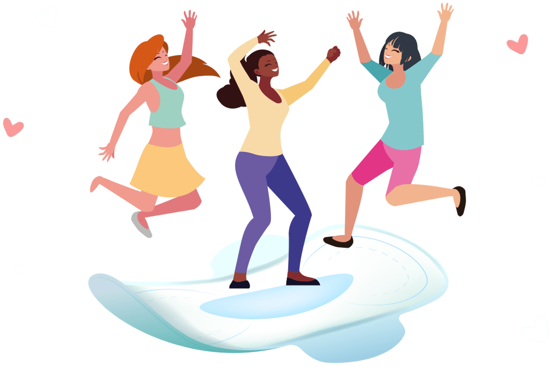 Illustration of women dancing on period pad